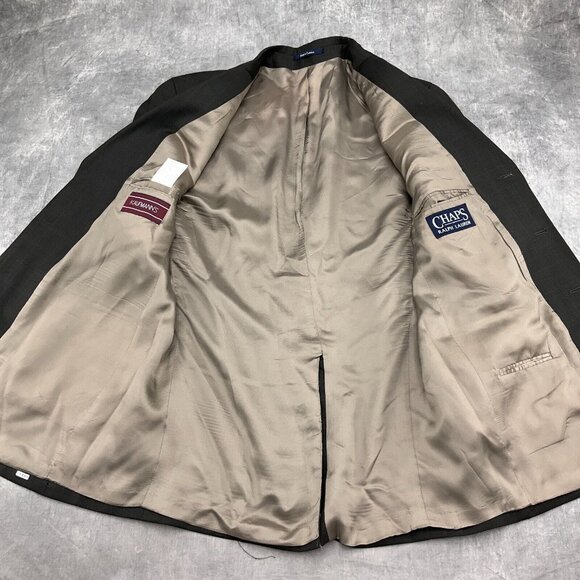 Chaps Ralph Lauren Blazer Men 42R Gray Blue Plaid Cashmere Wool Union Canada VTG - Picture 10 of 15